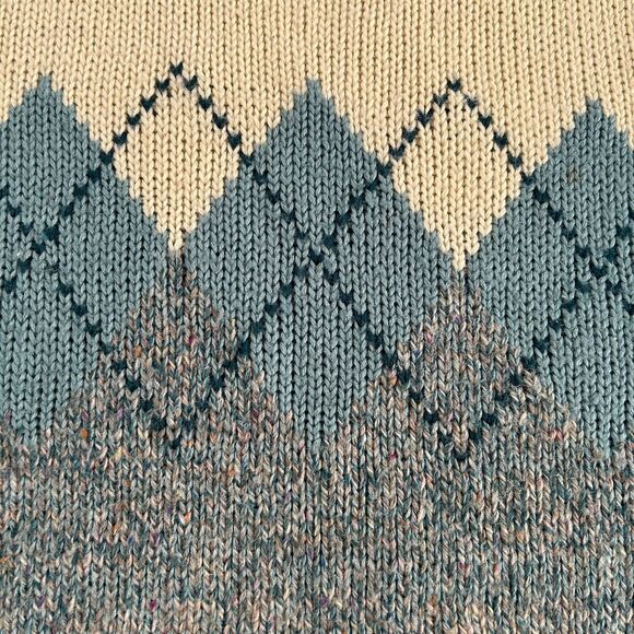 Vintage Preppy Argyle Sweater Cream Wool Blend Size M by CATALINA - Picture 4 of 8
